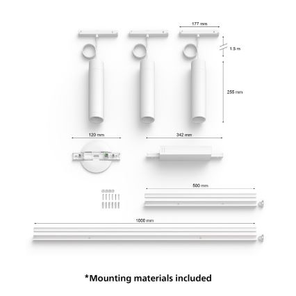 Philips - SET 3x Dimbare LED RGB Hanglamp aan een koord voor een Rail Systeem Hue PERIFO LED RGB/15,6W/230V 2000-6500K