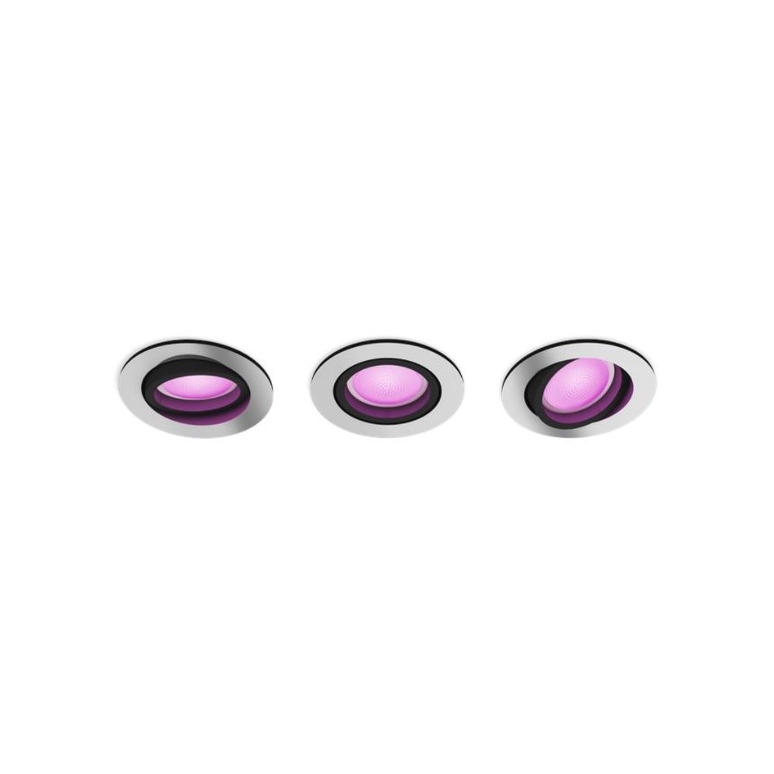 Philips - SET 3x Dimbare LED RGB Inbouw Lamp Hue CENTURA 1xGU10/5,7W/230V 2000-6500K