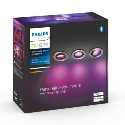 Philips - SET 3x Dimbare LED RGB Inbouw Lamp Hue CENTURA 1xGU10/5,7W/230V 2000-6500K