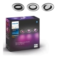 Philips - SET 3x Dimbare LED RGB Inbouw Lamp Hue CENTURA 1xGU10/5,7W/230V 2000-6500K