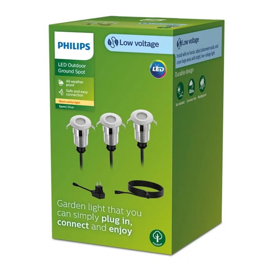 Philips - SET 3x Hangende LED plafondverlichting voor buiten SPORE LED/1W/24/230V IP67