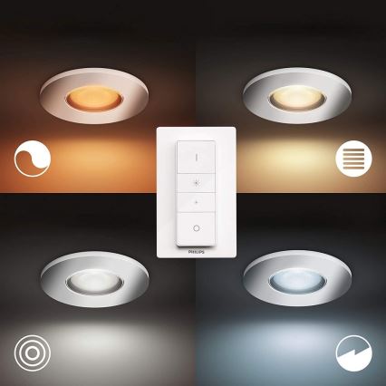 Philips 34176/11/P6 - SET 3x LED Badkamer inbouwspot dimbaar HUE ADORE Hue ADORE 1xGU10/5W/230V IP44 + afstandsbediening