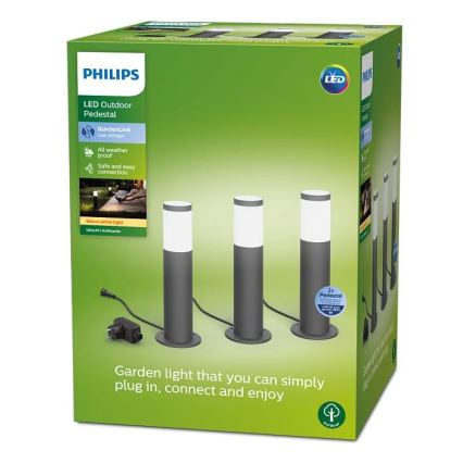 Philips - SET 3x LED Buitenlampen GARDENLINK LED/24W/230V 2700K IP44