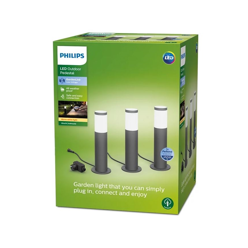 Philips - SET 3x LED Buitenlampen GARDENLINK LED/24W/230V 2700K IP44