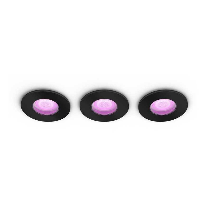 Philips -SET 3x LED RGBW Dimbare badkamer inbouwspot Hue XAMENTO 1xGU10/5,7W/230V 2200-6500K IP44