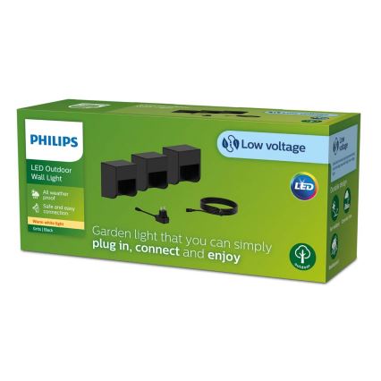 Philips - SET 3x LED Wandlamp voor buiten GRITS LED/1,5W/24/230V IP44