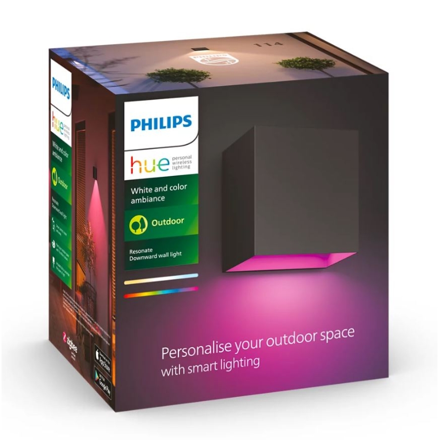Philips - set van 2 RGBW-dimbare buitenmuurlampen Hue RESONATE LED/8W/230V 2000-6500K IP44