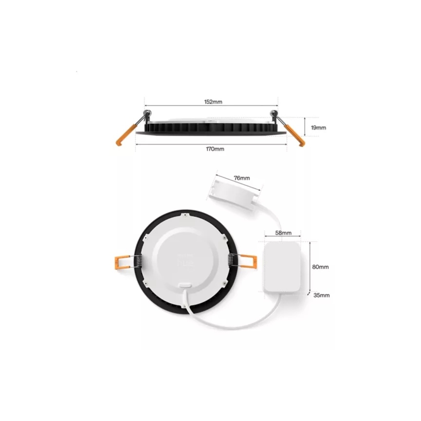 Philips - Set van 2 dimbare RGBW LED-inbouwspots voor badkamer Hue SLIM LED/12W/230V 2000-6500K zwart IP44