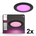 Philips - Set van 2 dimbare RGBW LED-inbouwspots voor badkamer Hue SLIM LED/12W/230V 2000-6500K zwart IP44