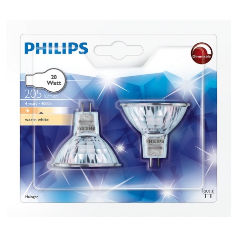 Philips- SET van 2 Halogeenlampen GU5,3 / 20W / 12V