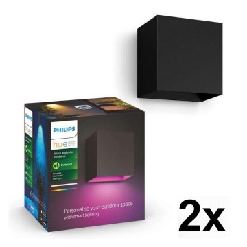 Philips - set van 2 RGBW-dimbare buitenmuurlampen Hue RESONATE LED/8W/230V 2000-6500K IP44
