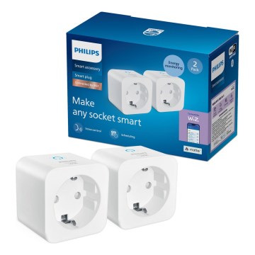 Philips - SET van 2 slimme SCHUKO-stekkers 2300 W + Wi‑Fi-energiemeter