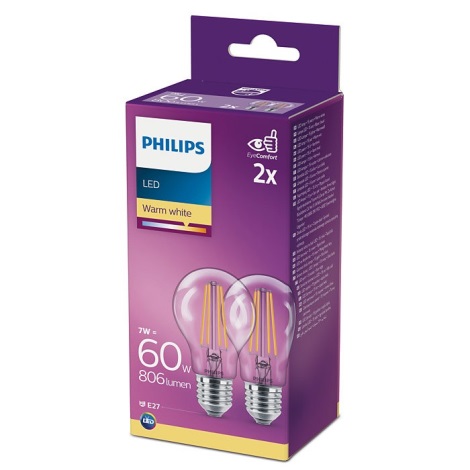 dief Ontslag nemen gemiddelde Philips - Set van 2x LED Lampen A60 E27 / 7W / 230V 2700K | Lampenmanie