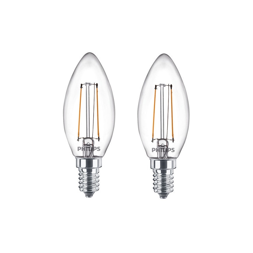 deed het vacature radiator Philips - Set van 2x LED Lampen B35 E14 / 2W / 230V 2700K | Lampenmanie