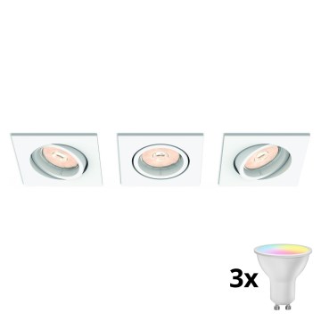 Philips - SET van 3 dimbare LED RGBW inbouwspots 1x GU10/4,8W/230V wit + afstandsbediening