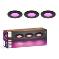 Philips - Set van 3 dimbare RGBW-LED inbouwspots voor badkamer Hue SLIM LED/8,3W/230V 1000-20000K zwart P44