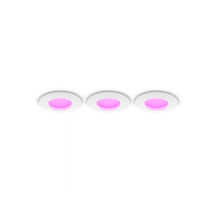 Philips - Set van 3 dimbare RGBW LED-inbouwspots voor badkamer Hue SLIM, LED/8,3W/230V, 1000-20000K, wit P44