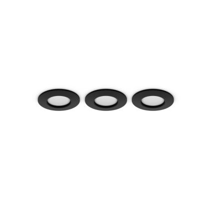 Philips - Set van 3 dimbare RGBW-LED inbouwspots voor badkamer Hue SLIM LED/8,3W/230V 1000-20000K zwart P44