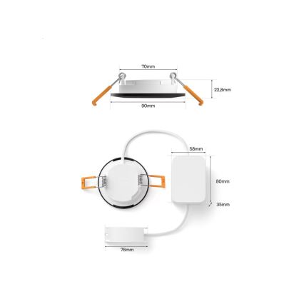 Philips - Set van 3 dimbare RGBW-LED inbouwspots voor badkamer Hue SLIM LED/8,3W/230V 1000-20000K zwart P44