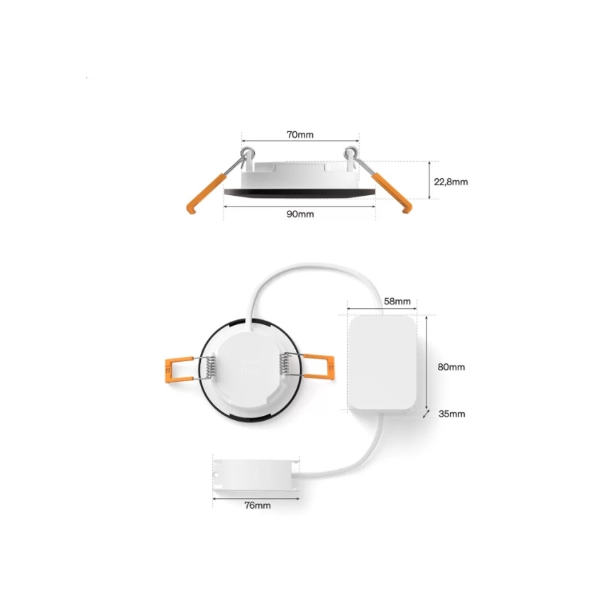 Philips - Set van 3 dimbare RGBW-LED inbouwspots voor badkamer Hue SLIM LED/8,3W/230V 1000-20000K zwart P44