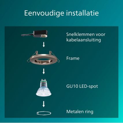 Philips - Set van 3 inbouwspots PERIDOT 1xGU10/7W/230V zilver