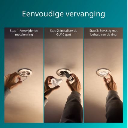 Philips - Set van 3 inbouwspots PERIDOT 1xGU10/7W/230V zilver