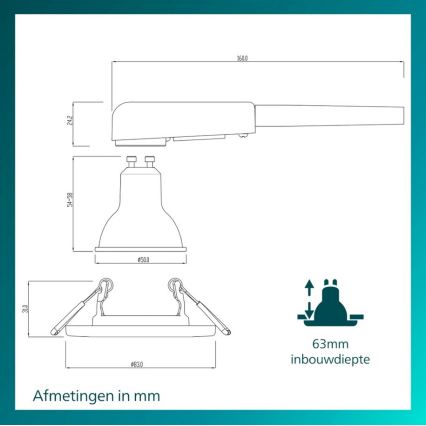 Philips - Set van 3 inbouwspots PERIDOT 1xGU10/7W/230V zilver