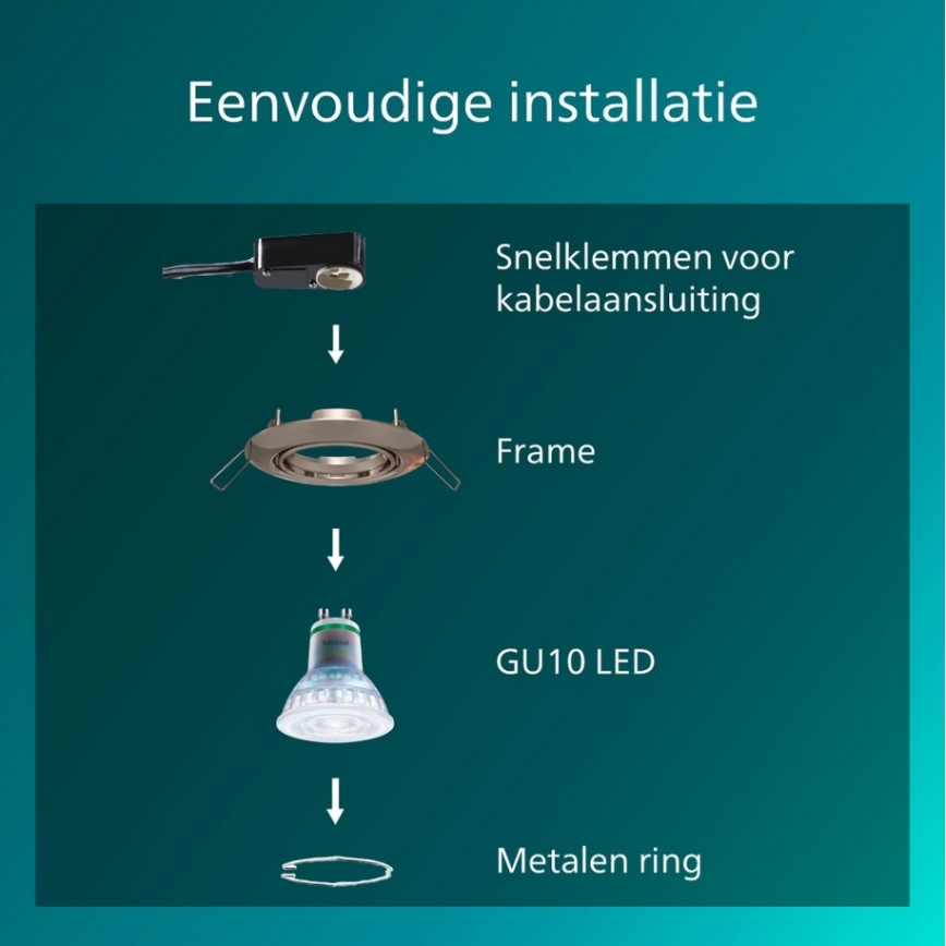 Philips - SET van 3 inbouwspots PERIDOT 1xGU10/7W/230V zilverkleurig