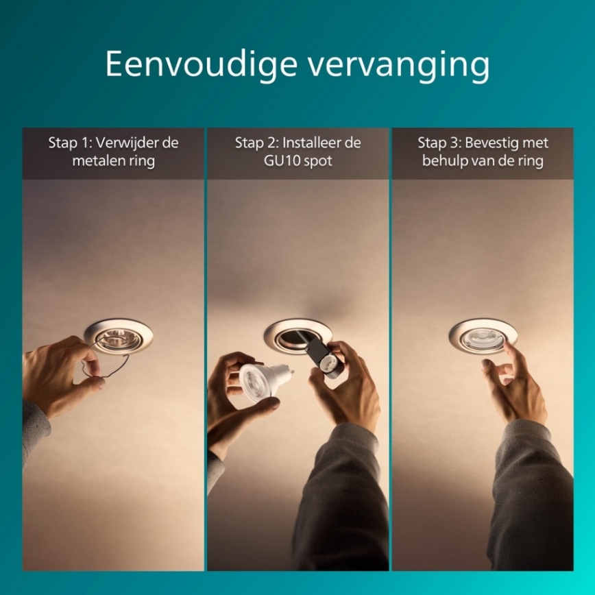 Philips - SET van 3 inbouwspots PERIDOT 1xGU10/7W/230V zilverkleurig