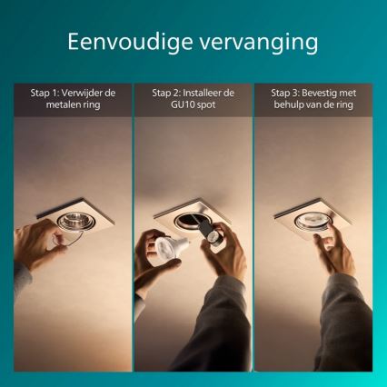 Philips - Set van 3 inbouwspots PERIDOT 1xGU10/7W/230V, zilverkleurig