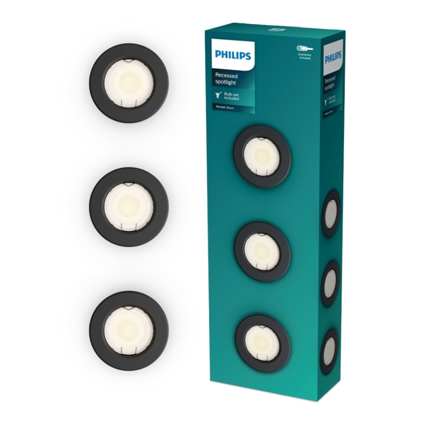 Philips - Set van 3 inbouwspots PERIDOT 1xGU10/7W/230V zwart