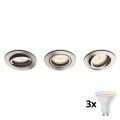 Philips - Set van 3 LED RGBW dimbare inbouwspots 1xGU10/4,8W/230V glanzend chroom + afstandsbediening