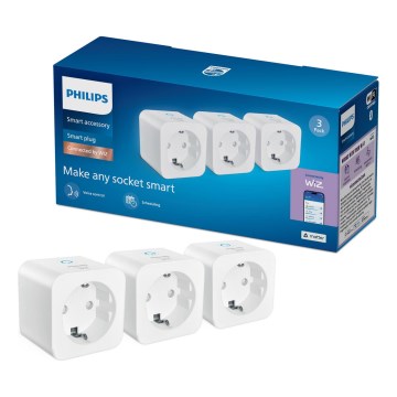 Philips - Set van 3 slimme SCHUKO-stekkers 2300 W, Wi-Fi