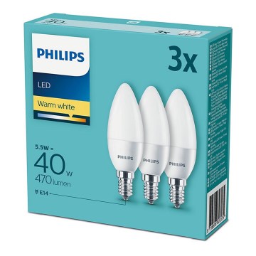 Philips - Set van 3x LED lampen E14 / 5,5W / 230V 2700K