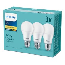 Philips - Set van 3x LED lampen E27 / 9W / 230V 2700K