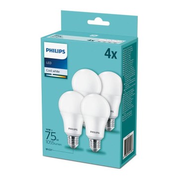 Philips - SET van 4 LED Lampen A60 E27 / 10W / 230V 4000K
