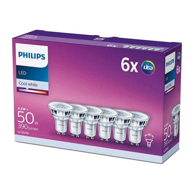 Anders tweedehands Ampère Philips - SET van 6 LED Lampen GU10 / 4,6W / 230V 4000K | Lampenmanie