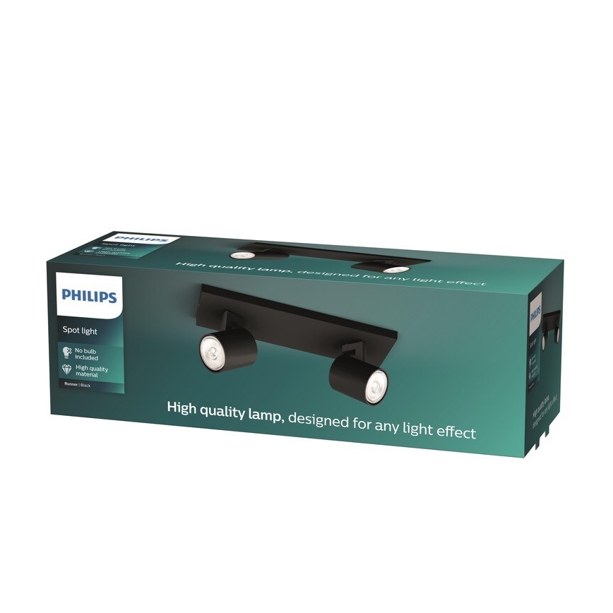 Philips - Spot  RUNNER 2xGU10/20W/230V zwart