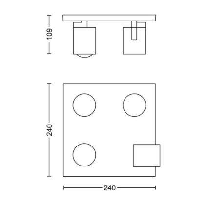 Philips - Spot 4xGU10/20W/230V zwart