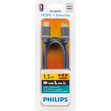 Philips SWV4432S/10 - HDMI kabel met Ethernet, HDMI 1.4 A connector 1,5m grijs