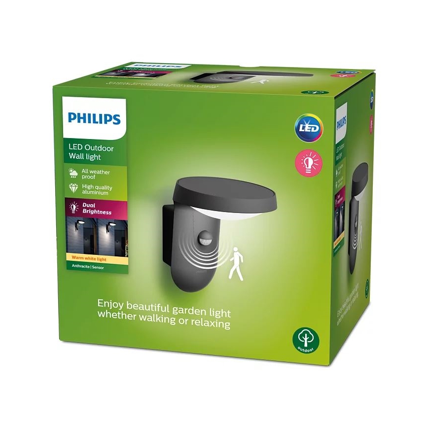 Philips - LED Buitenwandlamp met sensor LED/9W/230V 2700K IP44