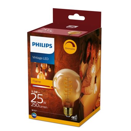 Dimbare LED-lamp VINTAGE Philips G93 E27/4W/230V 1800K