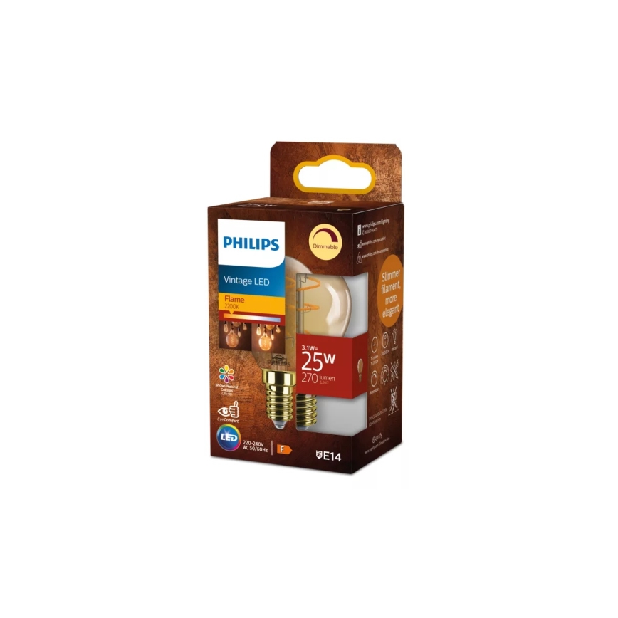 Philips VINTAGE LED-dimbare P45 lamp E14/3,1W/230V 2200K