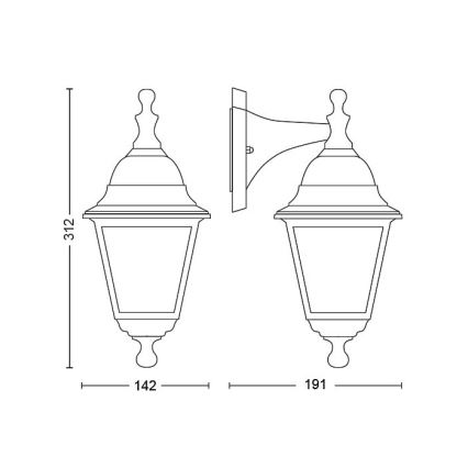 Philips - Wandlamp buiten LIMA 1x E27 / 60W / 230V IP44