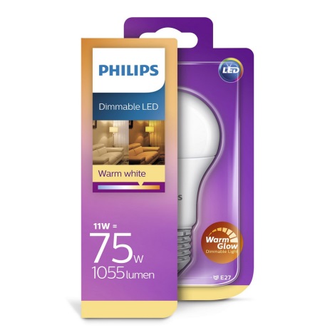 Philips Warm Glow  - LED Dimbare Lamp E27 / 11W / 230V 2200K – 2700K