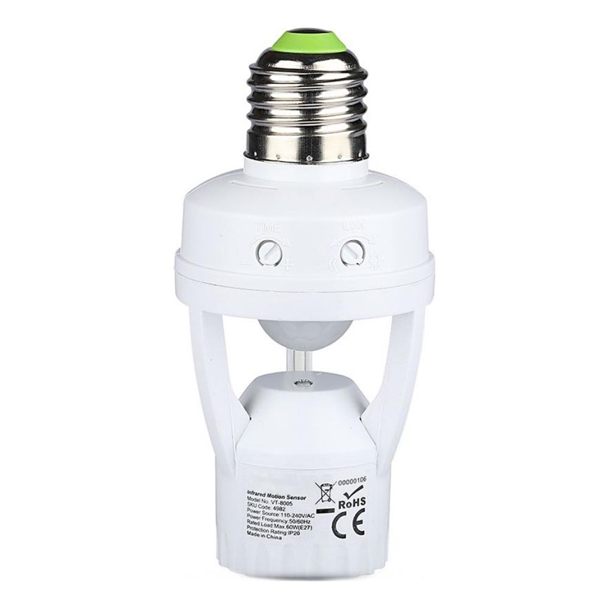 PIR-sensor voor E27-lamp wit