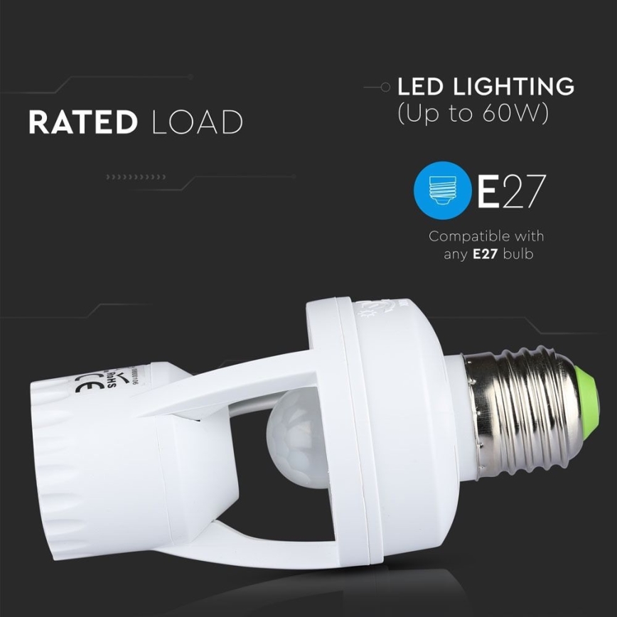 PIR-sensor voor E27-lamp wit
