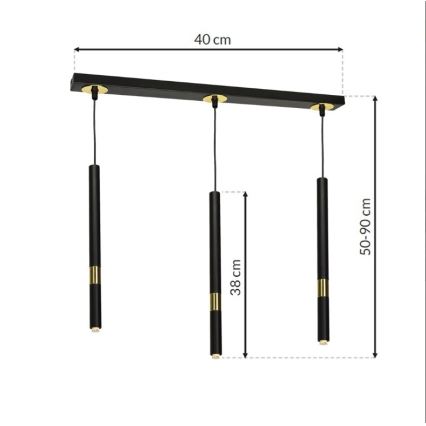 Plafond Lamp aan een koord MONZA 3xG9/7W/230V