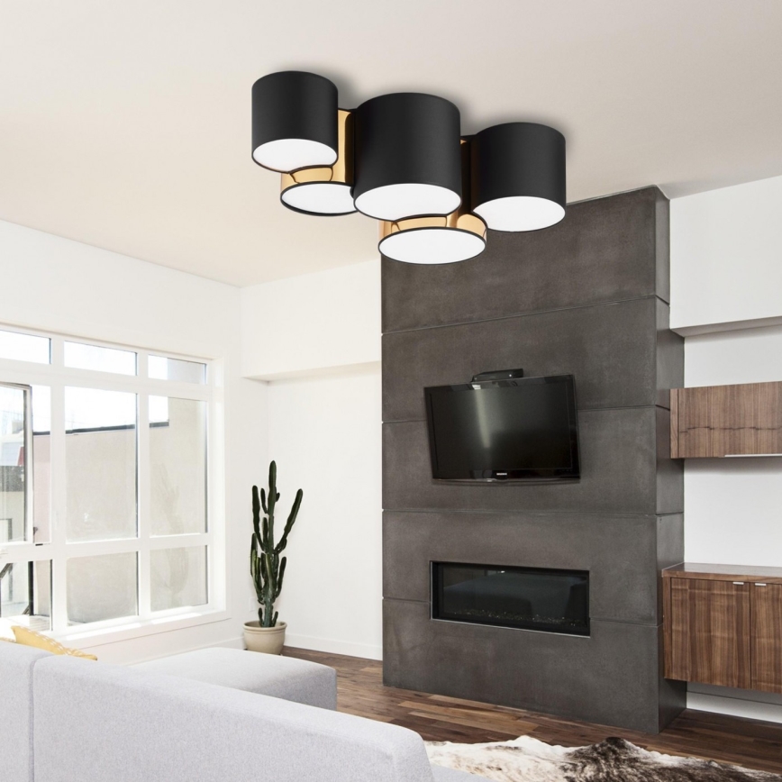 Plafond Lamp MONA 5xE27/15W/230V zwart/goud