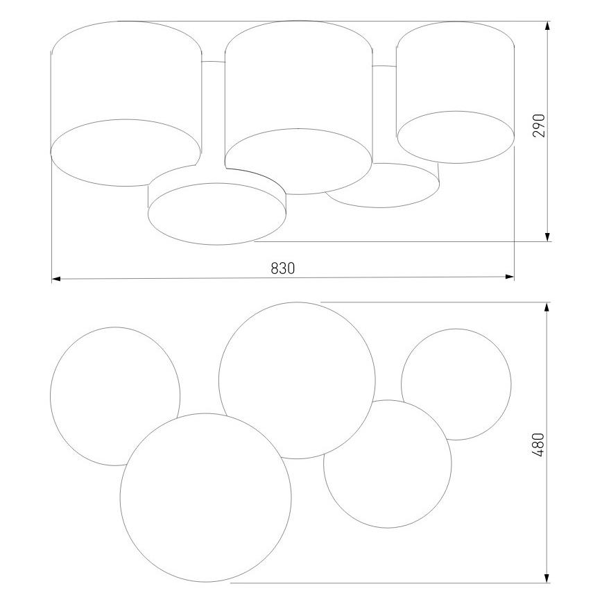 Plafond Lamp MONA 5xE27/15W/230V zwart/goud